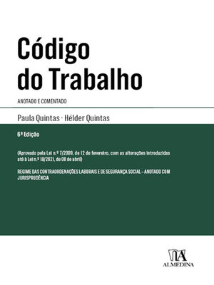 cover image of Código do Trabalho--Anotado e Comentado--6ª Edição